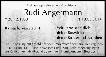 Anzeige von Rudi Angermann von MGO