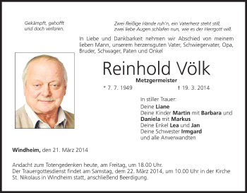 Anzeige von Reinhold Völk von MGO