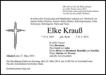 Anzeige von Elke Krauß von MGO
