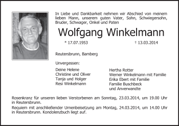 Anzeige von Wolfgang Winkelmann von MGO