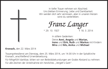 Anzeige von Franz Langer von MGO