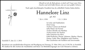 Anzeige von Hannelore Linz von MGO