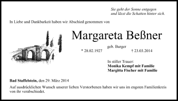 Anzeige von Margareta Beßner von MGO