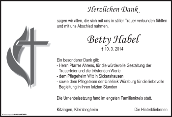 Anzeige von Betty Habel von MGO