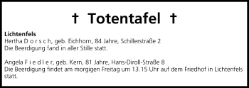 Anzeige von Totentafel vom 27.03.2014 von MGO