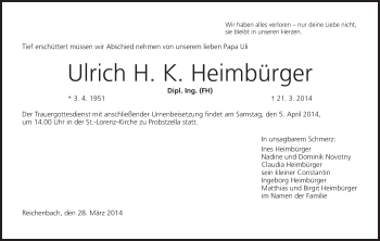 Anzeige von Ulrich Heimbürger von MGO