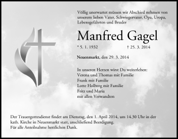 Anzeige von Manfred Gagel von MGO