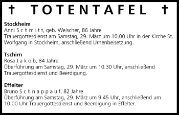 Anzeige von Totentafel vom 28.03.2014 von MGO