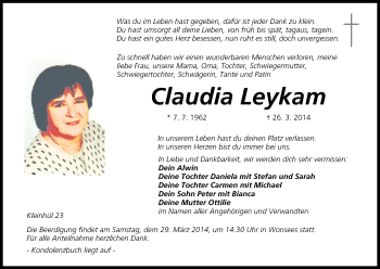 Anzeige von Claudia Leykam von MGO