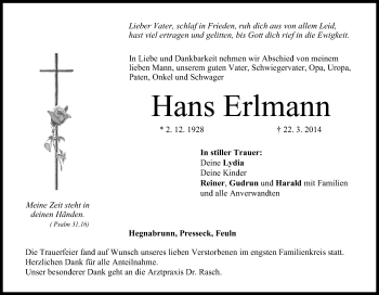 Anzeige von Hans Erlmann von MGO