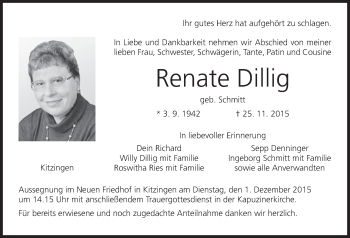Anzeige von Renate Dillig von MGO