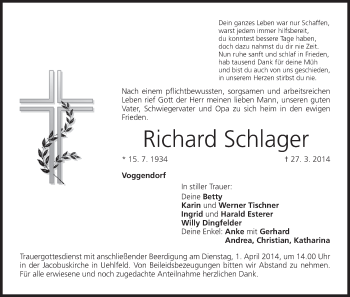 Anzeige von Richard Schlager von MGO