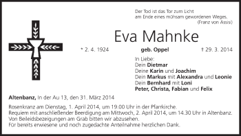 Anzeige von Eva Mahnke von MGO