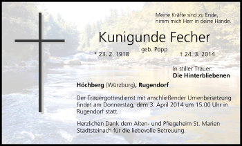Anzeige von Kunigunde Fecher von MGO