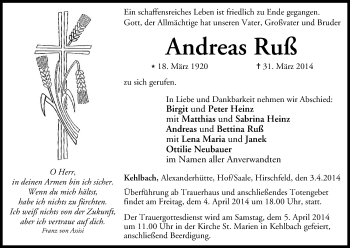Anzeige von Andreas Ruß von MGO
