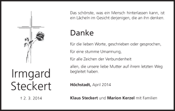 Anzeige von Irmgard Steckert von MGO