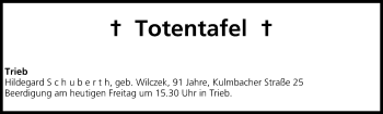 Anzeige von Totentafel vom 04.04.2014 von MGO