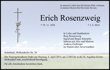 Anzeige von Erich Rosenzweig von MGO
