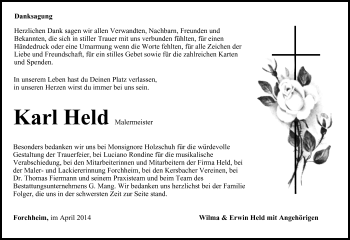 Anzeige von Karl Held von MGO