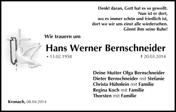 Anzeige von Hans Werner Bernschneider von MGO