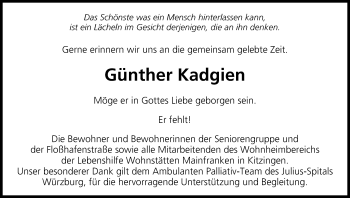Anzeige von Günther Kadgien von MGO