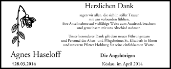 Anzeige von Agnes Haseloff von MGO