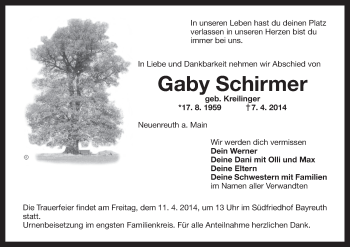 Anzeige von Gaby Schirmer von MGO