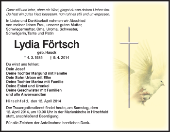Anzeige von Lydia Förtsch von MGO