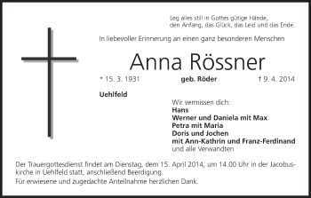 Anzeige von Anna Rössner von MGO