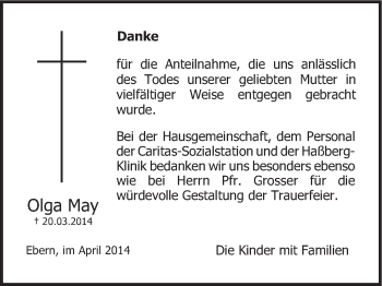 Anzeige von Olga May von MGO