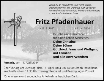 Anzeige von Fritz Pfadenhauer von MGO