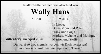 Anzeige von Wally Hans von MGO