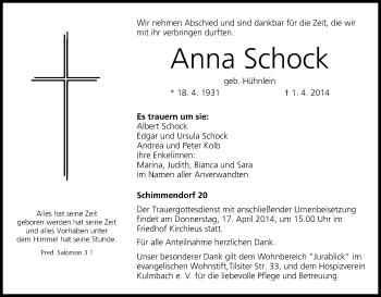 Anzeige von Anna Schock von MGO
