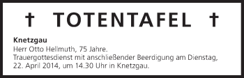 Anzeige von Totentafel 19.04.2014 von MGO