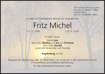 Anzeige von Fritz Michel von MGO
