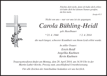 Anzeige von Carola Bühling-Heidl von MGO