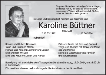 Anzeige von Karoline Büttner von MGO