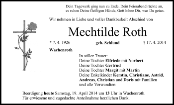Anzeige von Mechtilde Roth von MGO