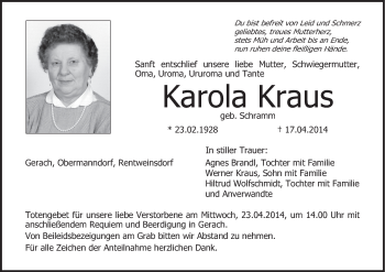 Anzeige von Karola Kraus von MGO