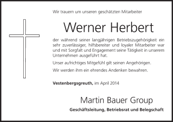 Anzeige von Werner Herbert von MGO