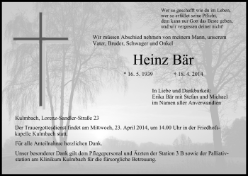 Anzeige von Heinz Bär von MGO