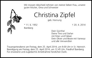Anzeige von Christina Zipfel von MGO