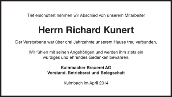 Anzeige von Richard Kunert von MGO