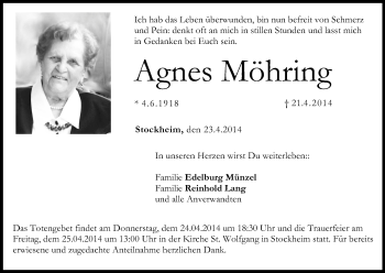 Anzeige von Agnes Möhring von MGO