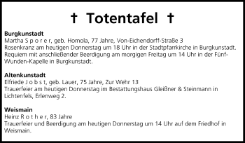 Anzeige von Totentafel, vom 24.04.2014 von MGO