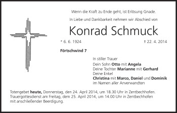 Anzeige von Konrad Schmuck von MGO