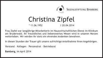 Anzeige von Christina Zipfel von MGO