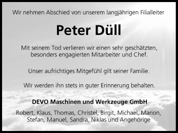 Anzeige von Peter Düll von MGO