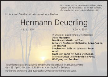Anzeige von Hermann Deuerling von MGO