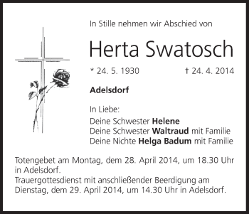 Anzeige von Herta Swatosch von MGO
